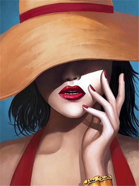 Tam Yuvarlak/Kare Matkap Elmas Nakış Şapka Kadın Mozaik El Yapımı Hediye Elmas Boyama Portre Mozaik İğne Ev Dekor