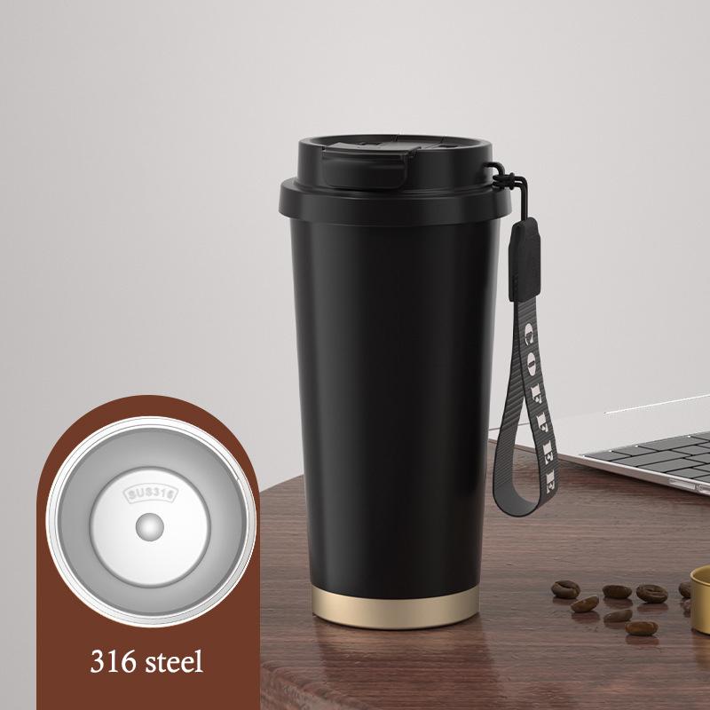 Stainl Steel Thermal Cup Double Sided Coffee Cup High Aesthetic Value Fem Water Cup Bellflower Print Car Mounted Water Cup