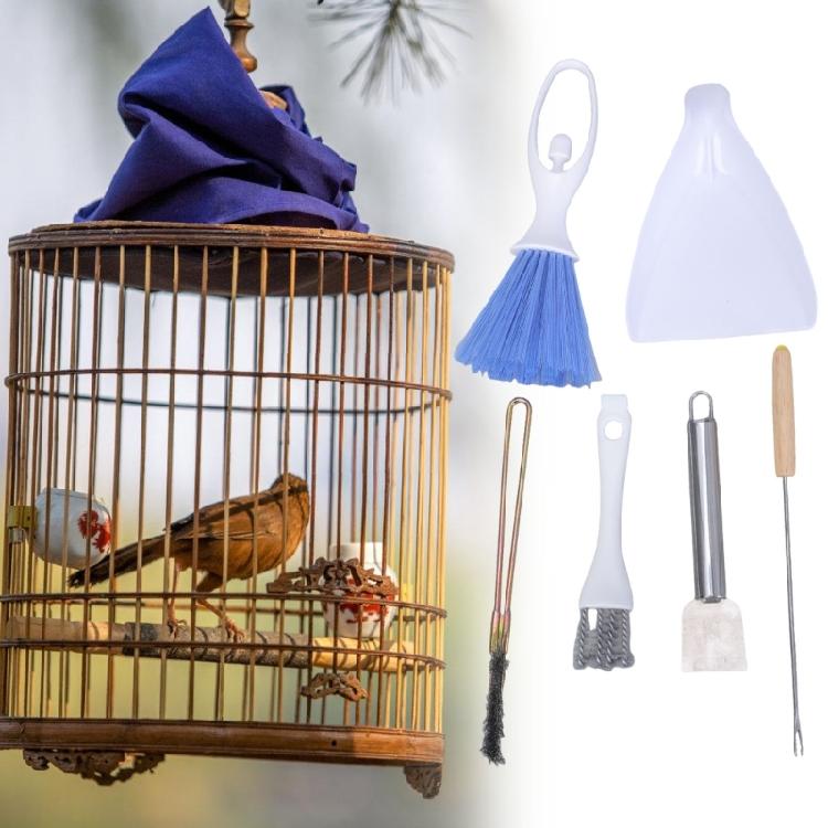 5Pieces Bird Cage Cleaner Kits Stainless Steel Excrement Remover for Parakeets and Small Pet Efficient Cleaning Tools
