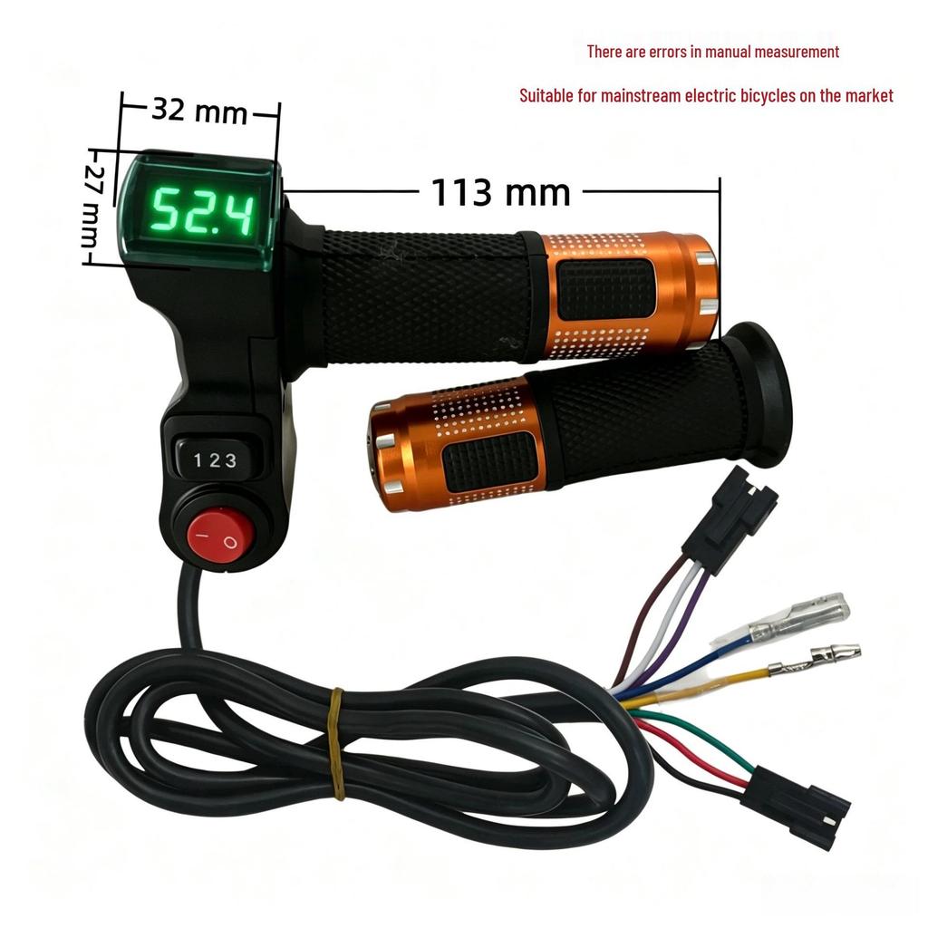 Green Screen 3-Speed Voltage Display Electric Bicycle Throttle Grip 123V