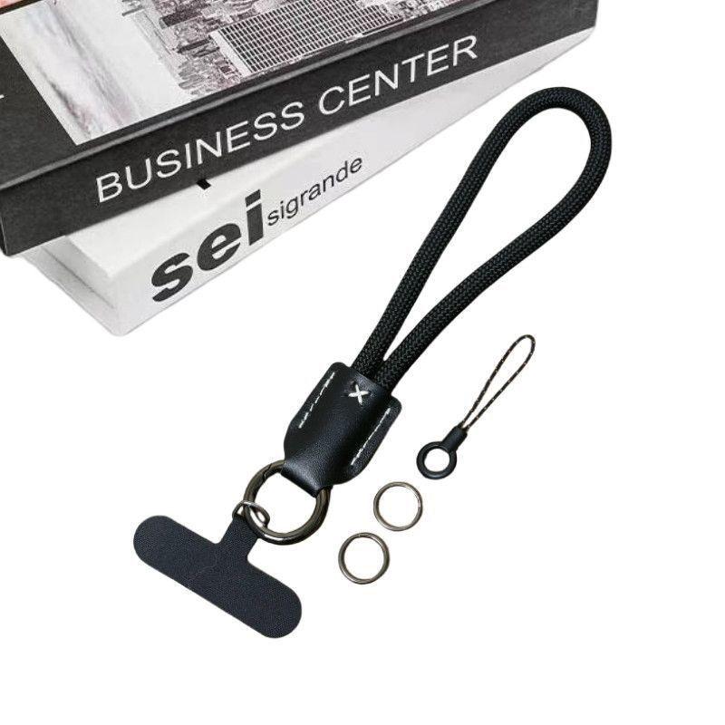 Premium Braided Lanyard With Leather Accent, Nylon Wrist Strap, Outdoor Anti-Lost Keychain, Secure Phone Tether With Clip Decora