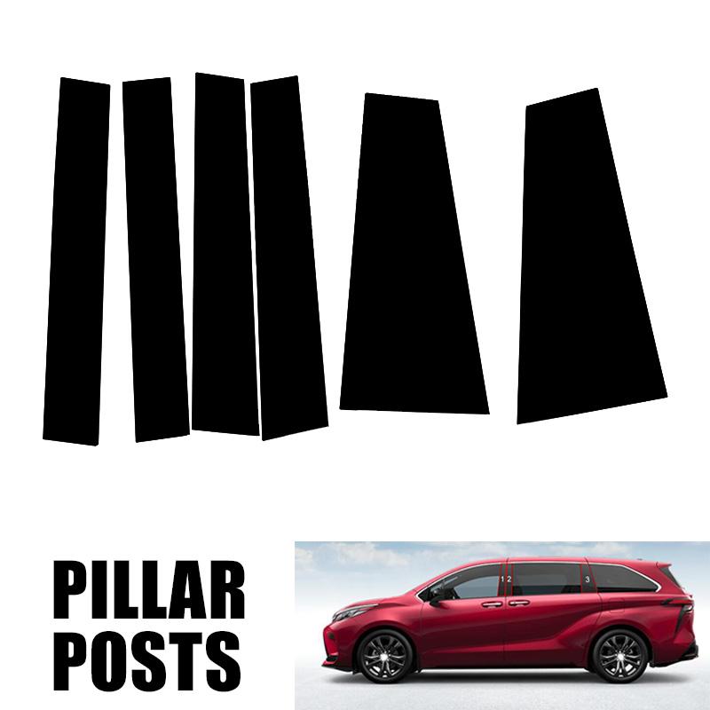 6Pcs Car Door Window Column BC Pillar Post Cover Trim PC Material Sticker For Toyota Sienna 2021-2025 Auto Stickers Parts