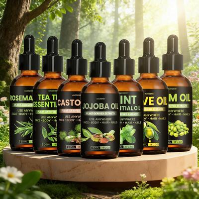 7 Types Of Natural Face Oil For Wrinkles(30ml), Dry Skin Treatment With Jojoba, Mint, Tea Tree, Neem, Castor, Olive, Rosemary,