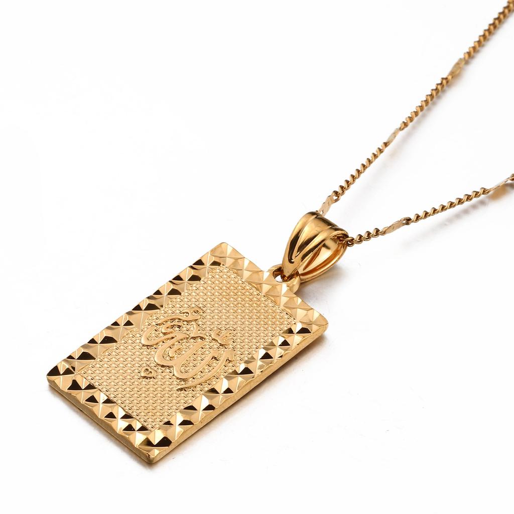 Gold Color Islamic Allah Pendant Charms Choker Necklace Religious Muslim Jewelry