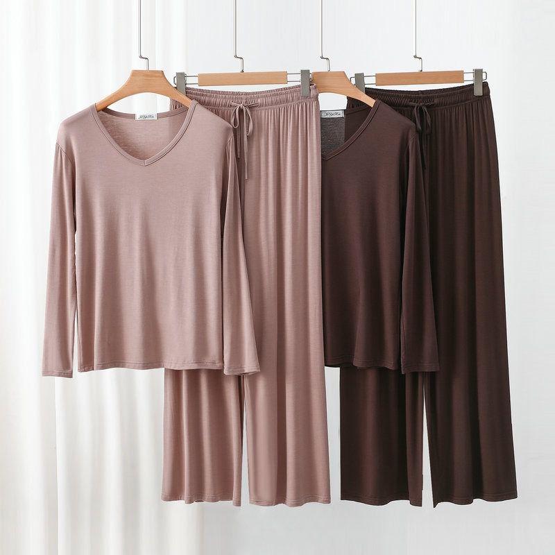 Women's Loose Casual Pajama Sets V-neck T-shirt and Drawstring Pants