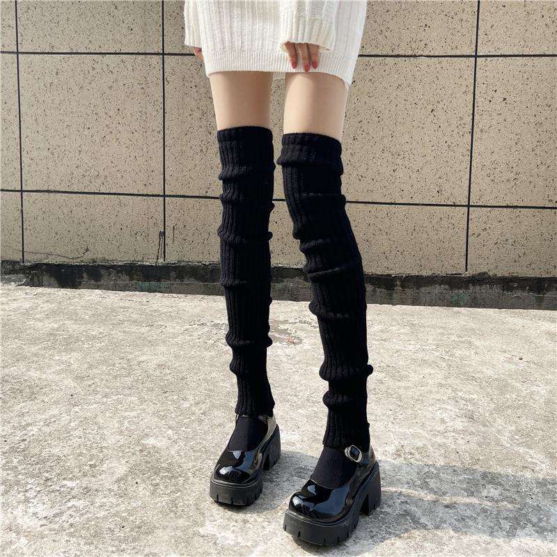 JK Spicy Girl Extra-Lange Gestrickte Beinwärmer - Dicke Warme Überknie-Socken für Damen für Herbst & Winter