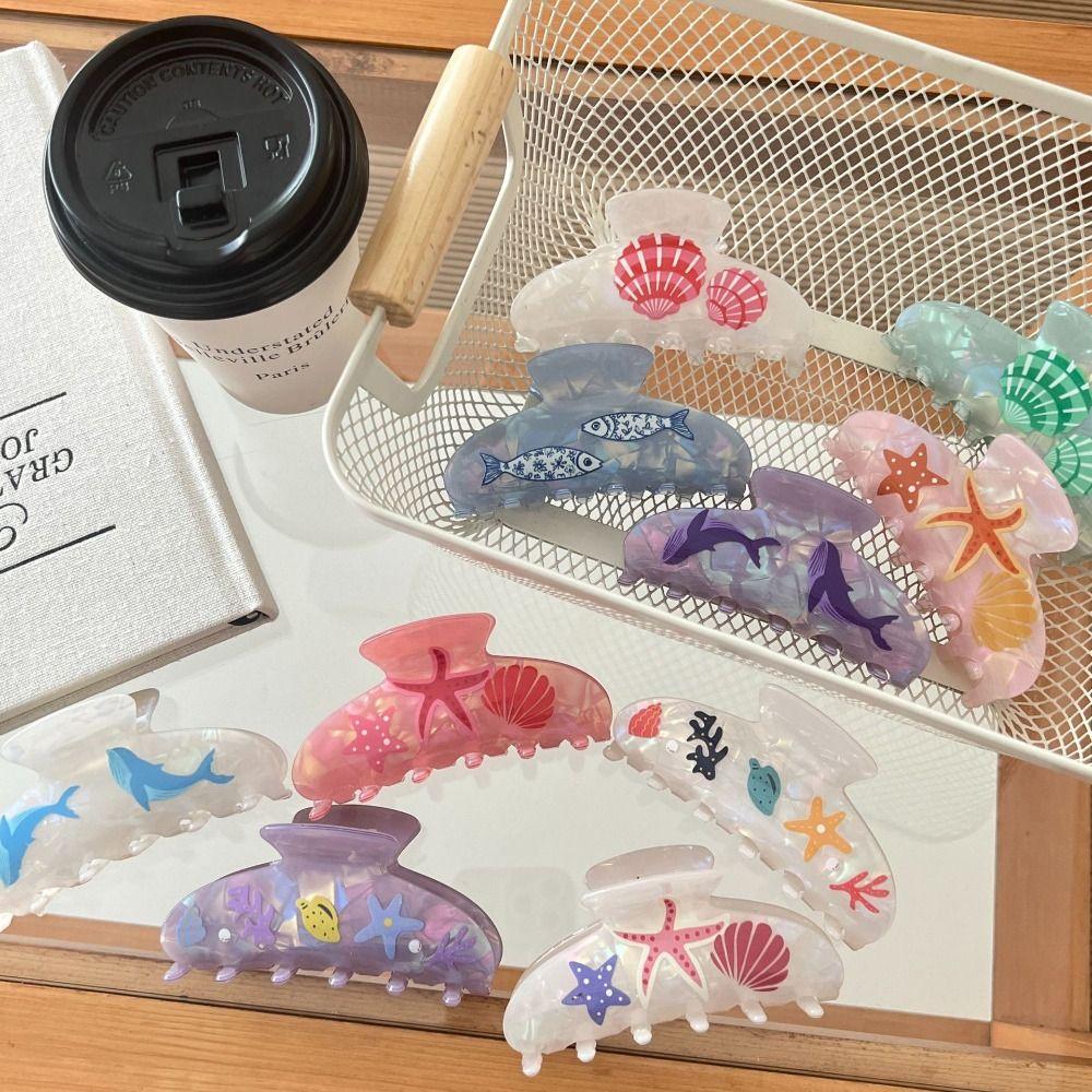 Korean Style Ocean Animal Hair Clip Sweet Geometry Shark Clip Hairpin Shell Hair Claw  Girls