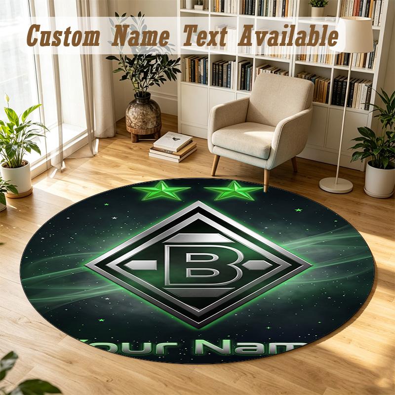 Round Rug Custom NameBorussia Mönchengladbach Pattern Non Slip Carpet Home Floor Decor