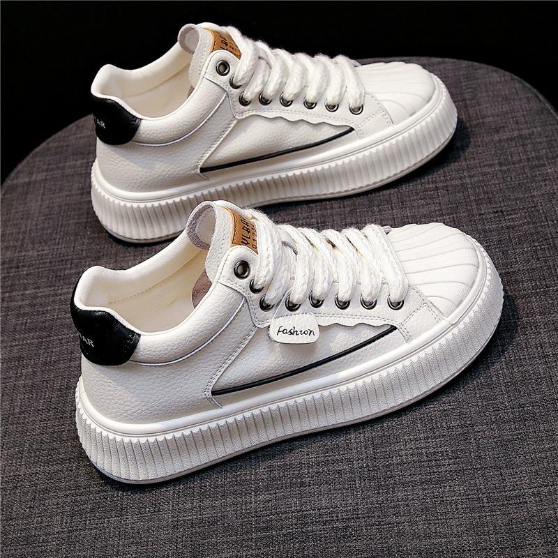 Shell Toe High Top White Shoes Women's Autumn New All-Match Thick Bottom Increased Leather Leisure Sports Shoes