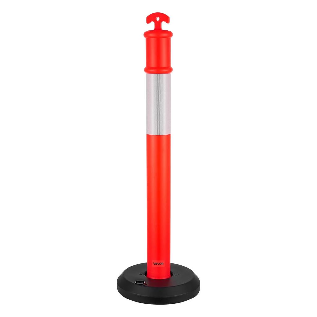 VEVOR 6 Pack Traffic Delineator Posts, 1140 Mm Traffic Safety Cones with Fillable Base and Reflective Strips