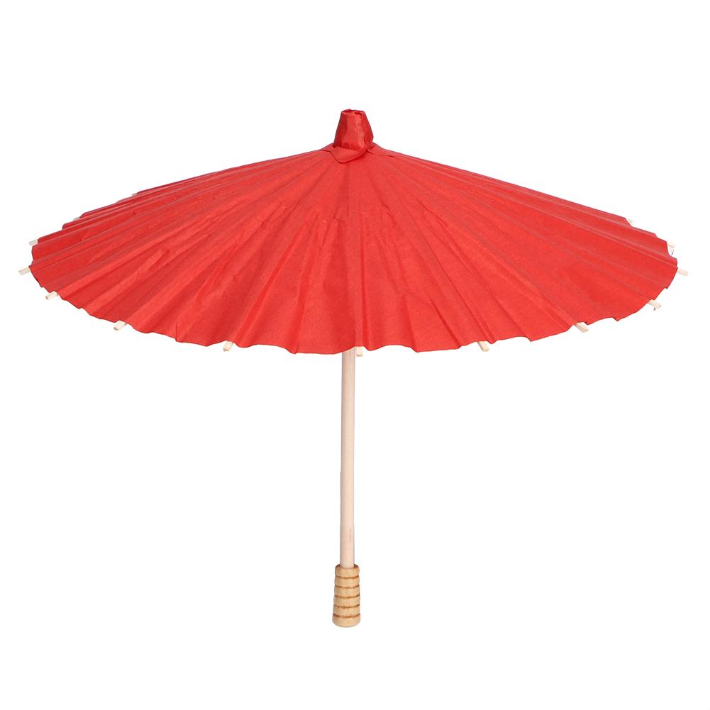 White Blank Paper Umbrella Colorful Oil Paper Umbrella for Kids DIY Painting Craft(Red)