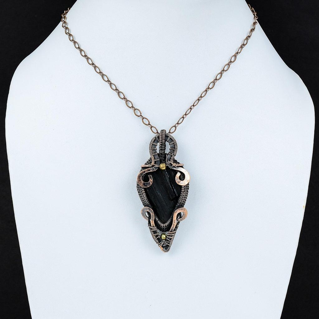 Black Tourmaline Rough Pendant Copper Wire Wrapped Pendant Handmade Brand New Pendant Gemstone Copper Jewelry Gift For Her Pendant For Women