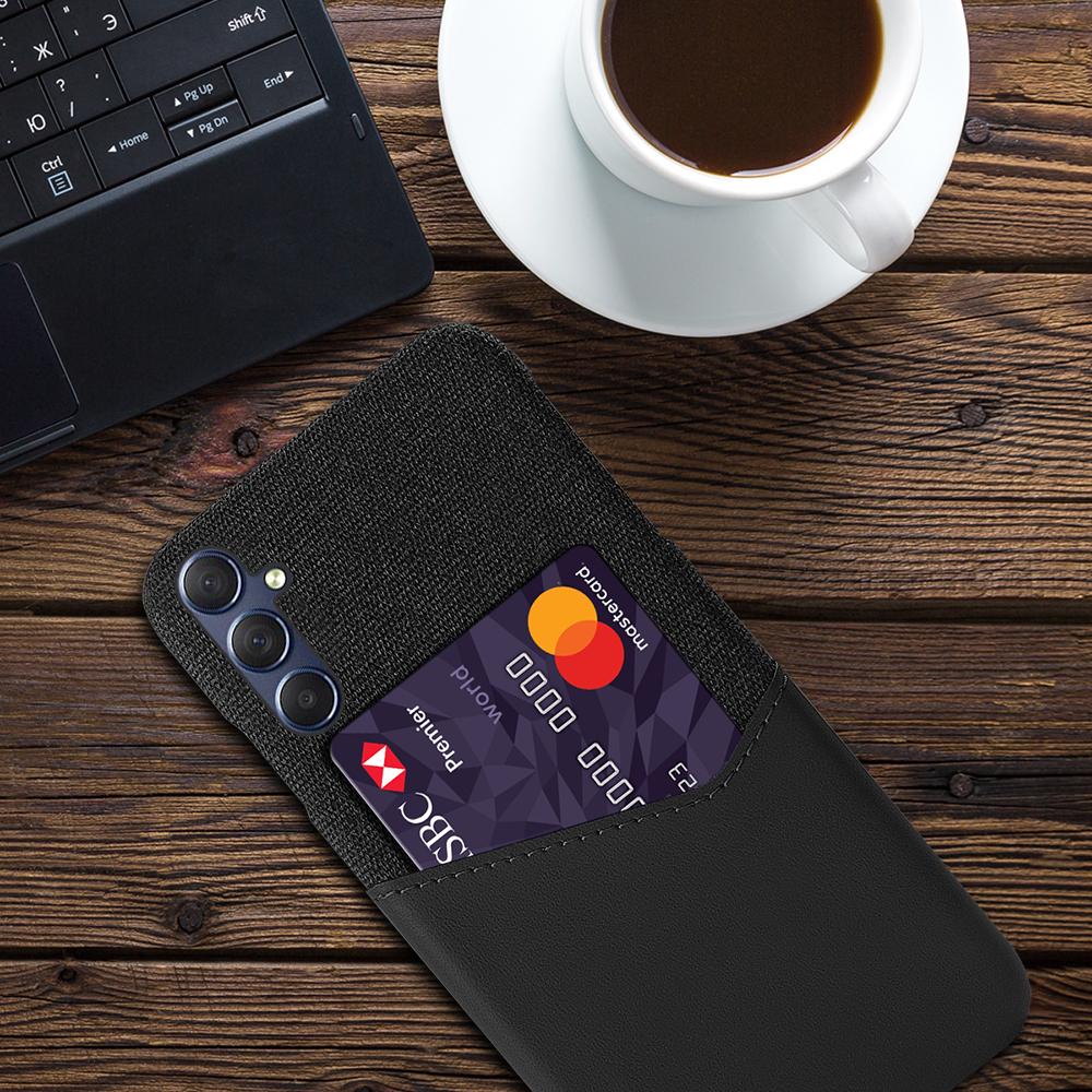 Card Holder Phone Case for Samsung Galaxy M34 5G/F34 5G Protective Cover Cloth Texture PU+PC Phone Shell
