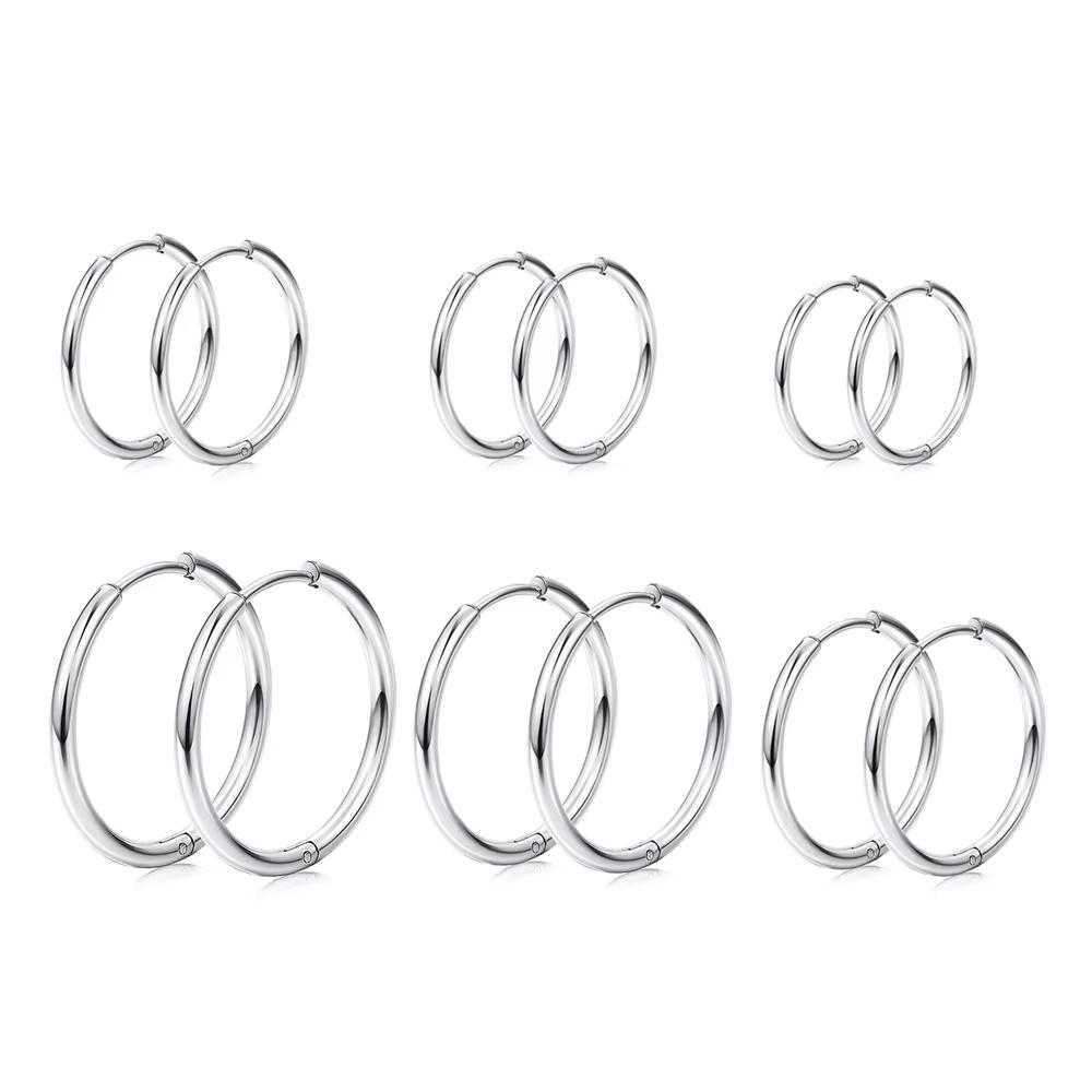 

6 пар 6 размеров 18G маленькие серьги-кольца крошечные серьги-хулаги для хряща хеликс дайт трагус пирсинг уха ювелирные изделия серьги-кольца для сна 3 Pairs (8-10-12mm)