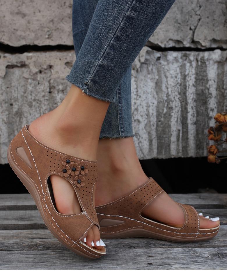 Sandals Women Retro Heels Sandals For Summer Shoes Women Slip On Wedge Sandalias Mujer Soft Heeled Slippers Indoor Outdoor