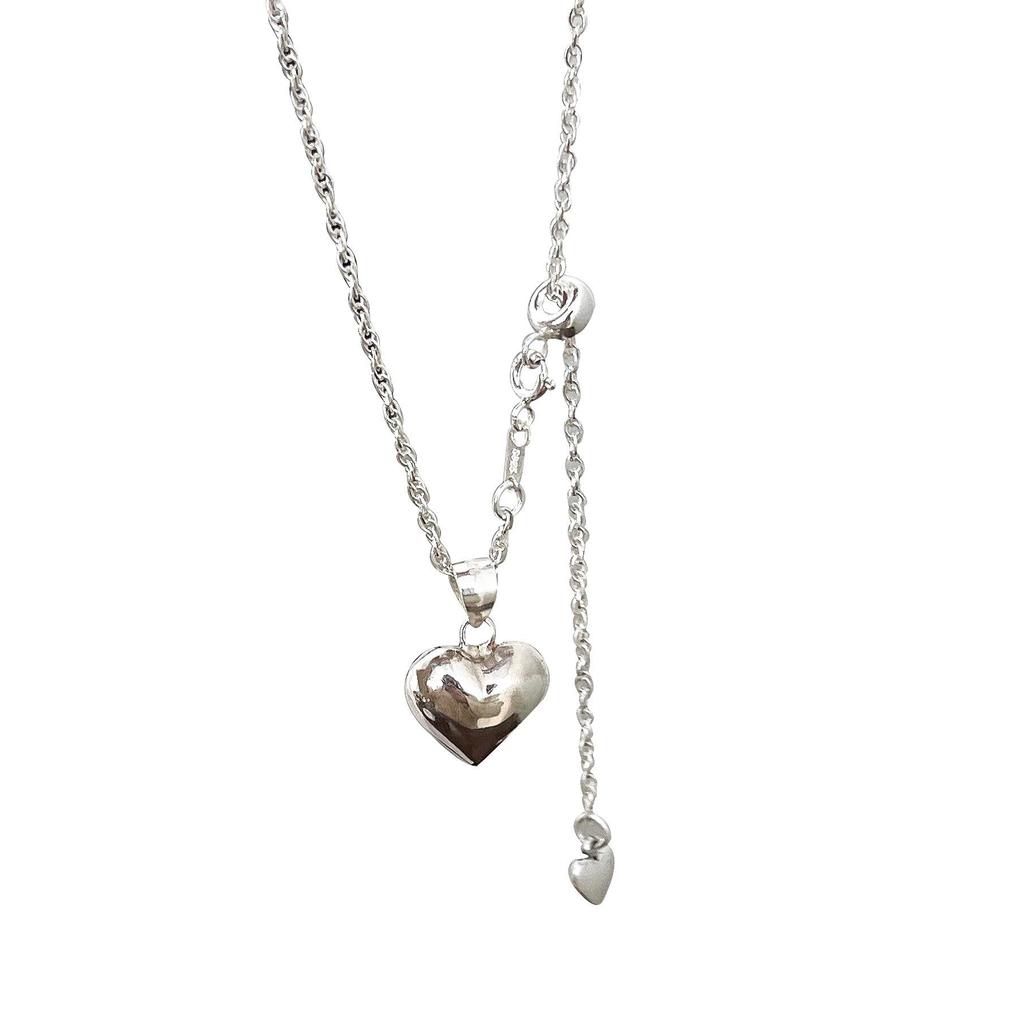 S925 Sterling Silver Harajuku Heart Chain Necklace - Chic Early Autumn Sweater Chain