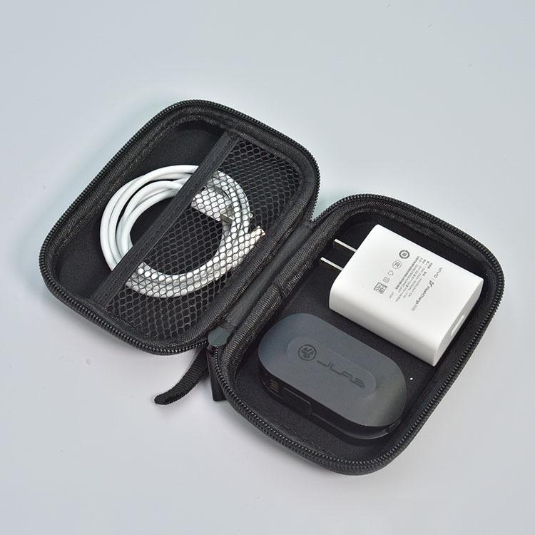 EVA Shockproof & Waterproof Storage Bag - Black, Portable Hard Drive & Cable Organizer with Earphone Compartment
