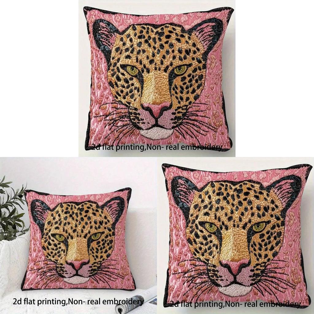 Pink Leopard Plush Pillowcase For Modern Home Lounge And Couch Decor