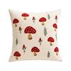 Federa Cuscino Autunnale con Funghi e Foglie d'Acero 3D Goffrati Cotone Lino Quadrata Lombare Decorazione Retrò Copricuscino per Divano 45x45cm