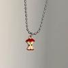 Creative Cute Apple Kernel Fruit Pendant Sliver Color Oval-shaped Rice Bead Necklace for Women Men Personality Retro Jewelry