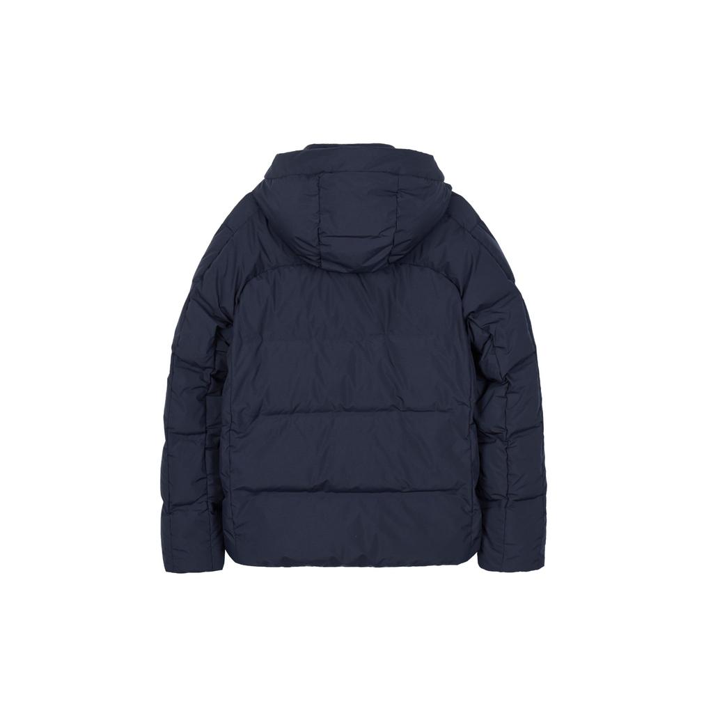 Uniqlo Solid Color Zipper Hooded Pocket Design Down Jacket Men Outerwear Dark-Blue 459624-69