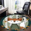 1pc Fox Autumn Office Round Area Rug, Indoor Mat Suitable For Office, Under Office Chairs Bedroom Living Room Home Decor, Room Deco