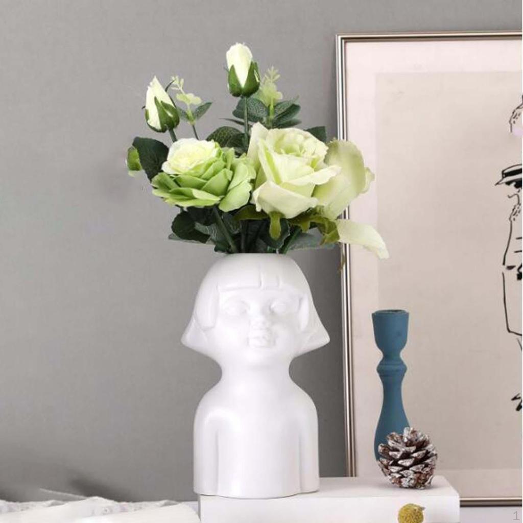 Ceramic Face Vase, Flower Vase for Decor, Modern Decorative Floral Centerpiece Table Shelf