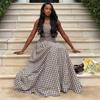 European and American Women's Clothing Summer New Temperament Retro Plaid Tube Top High Waist Holiday Style Long Dress