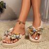 Fashion Women's Fashion Large Size Slippers Summer New Round Head Clip Toe Butterfly Knot Thick Soft Sole Non-slip Flat Sandals
