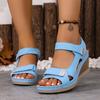 Sandali Estivi da Donna con Tacco Alto, Scarpe Zeppa Morbide con Cinturino Magico, Scarpe Piatte Casual Aperte Comode e Morbide, Adatte per Viaggi, Campeggio
