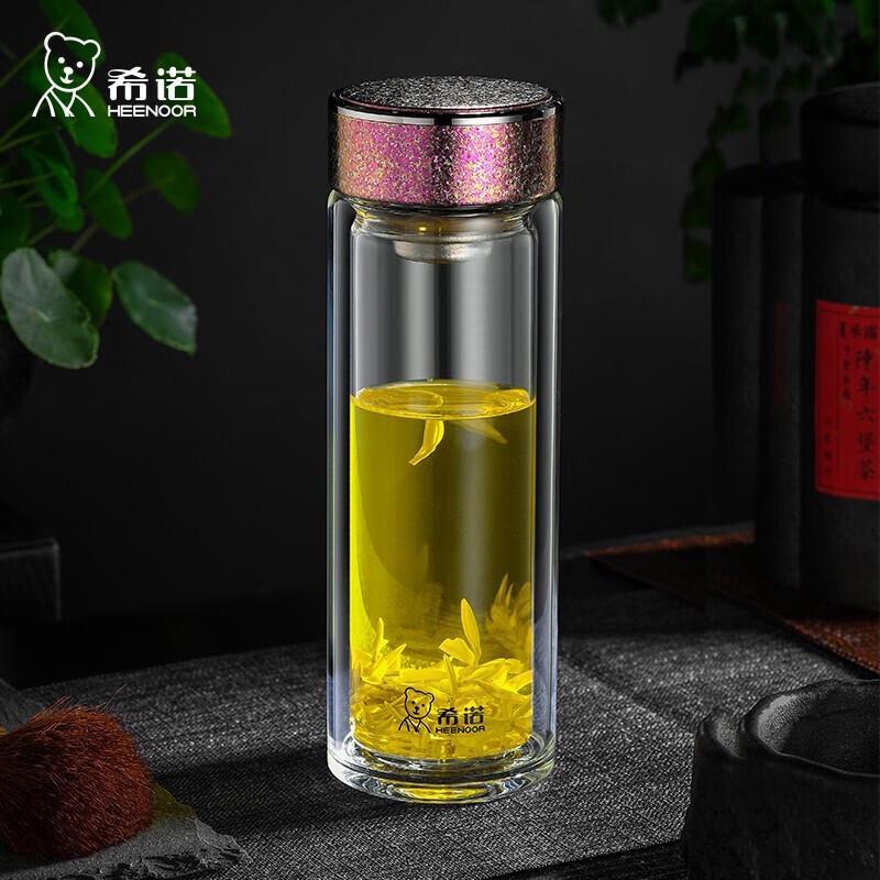 Xinuo Antibacterial Double-Layer Glass Tea Infuser Bottle 320ml