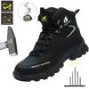 Indestructible Boot Industrial Boot Waterproof Work Shoes Male Working Puncture-Proof Boot Safety Steel Toe Side Leather Shoes
