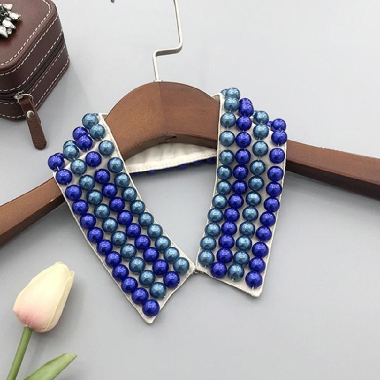 Elegant Pearls Beaded Bib Faux Collar Half Shirt for Women Lapel False Collar Detachable Collar Neckline Choker Necklace