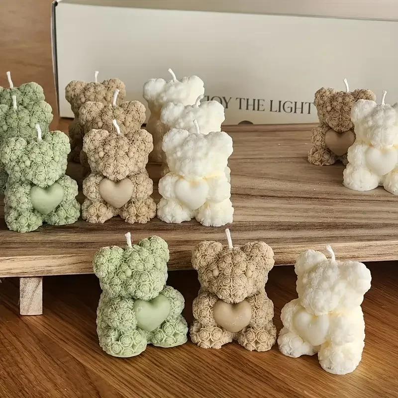 3D Bear Hug Love Silicone Candle Molds Cute Bear Pet Resin Mold for DIY Handmade Soap Home Decor Creative Gift Idea