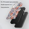 For iPhone 16 Pro Max Case Double Layer TPU + PC Heat Transfer Floral Design Glossy Phone Cover