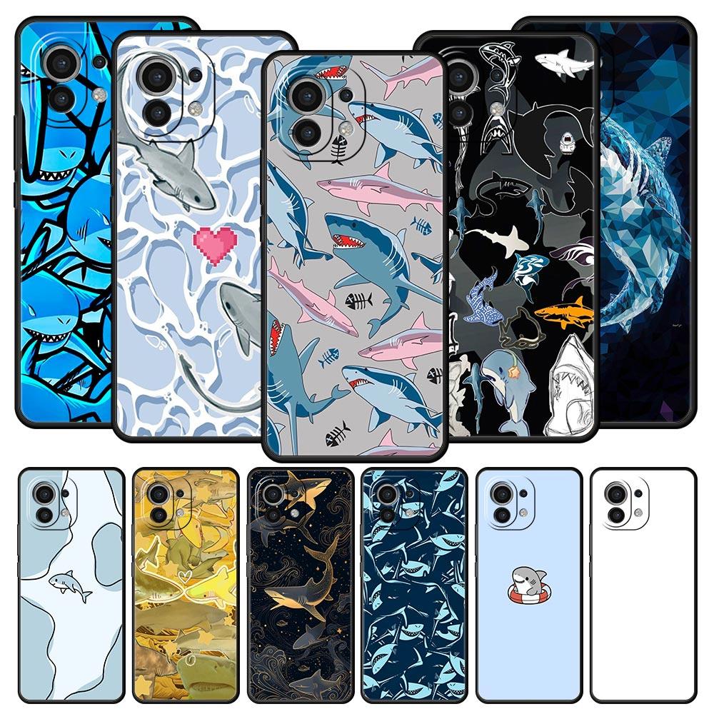 Seaside Sharks Pattern Phone Case Cover for Xiaomi Mi 17 15 14 13 12 11 Ultra 15T 14T 13T 12T 11T Pro Lite 5G Soft TPU Shell Bag