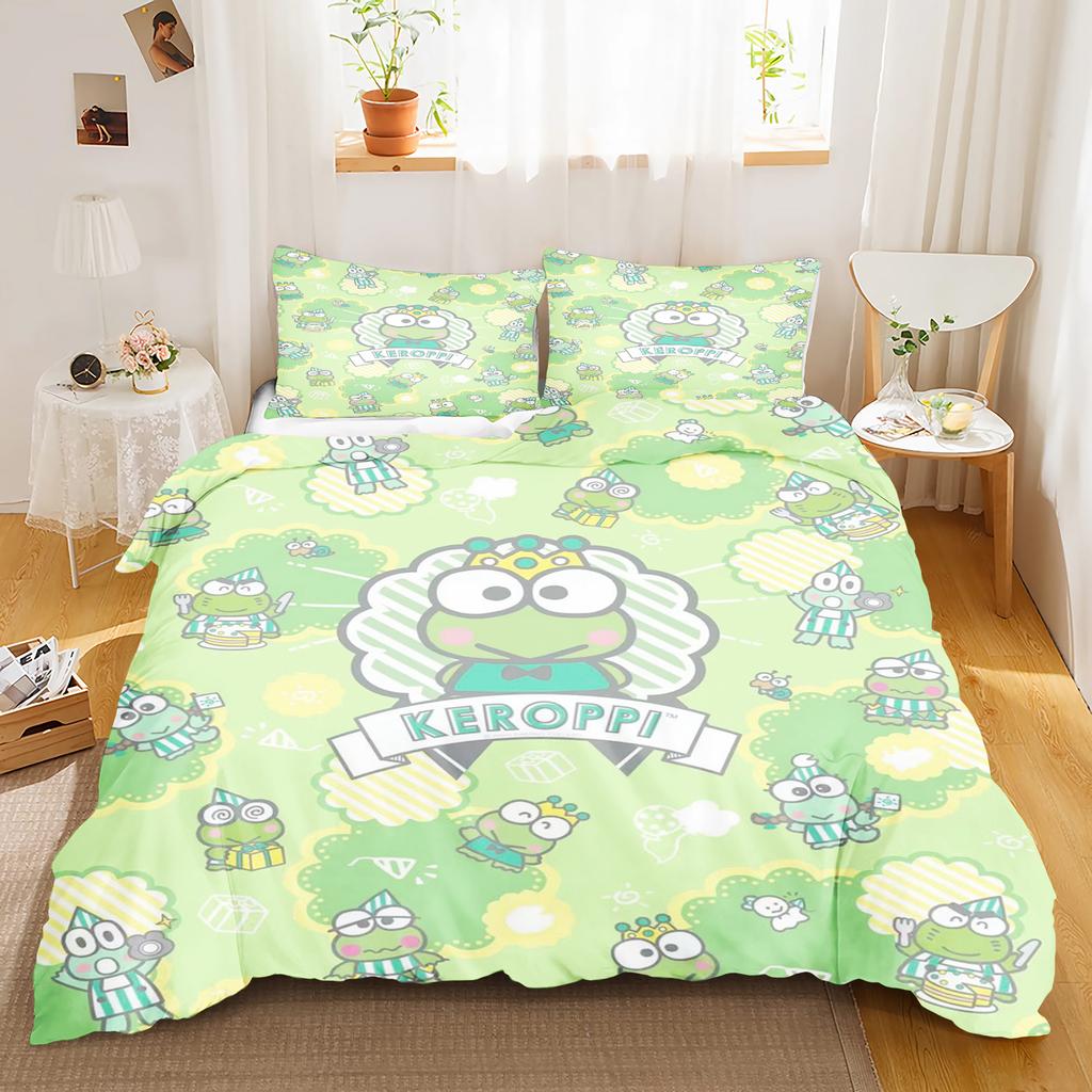 Keroppi Cartoon Quilt Cover Cute Big Eyed Frog Printed Soft Bedding Custom Made Home Baby Bedroom Comforter Children Gift