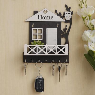 Premium Wooden House Keys Hanger with Owl Wooden Key Holder for Home Office Decor, Key Holder for Wall Decor (9.5 Inches)