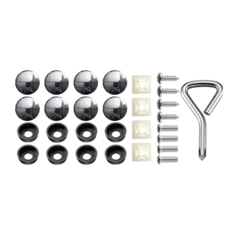 License Plate Holder Screws with Caps Universal Car Number Plate Frame Holder Mounting Fastener Screws & Cover Caps Kit