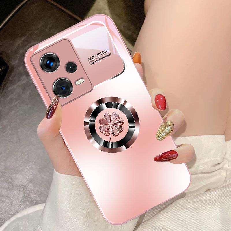 Gradient Flowers For Xiaomi 14 Ultra 13 Lite Redmi Note 13 11 Pro 12 Plus Poco X6 3 Pro F4 6 GT Tempered Glass Phone Case