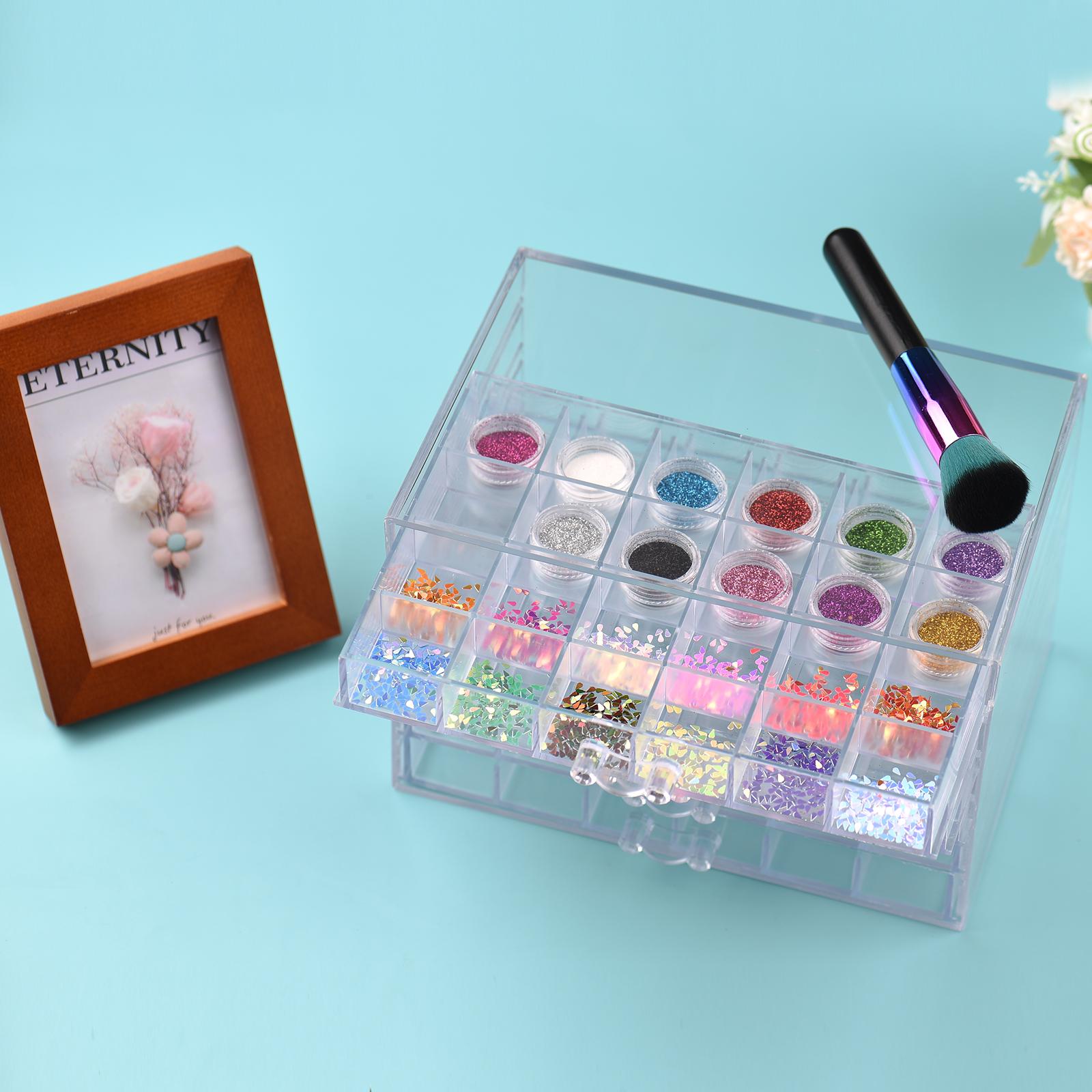 

5 Layers Clr Acrylic Storage Drawer, 120 Grids Drawing Nail Art Decorations with Enough Space for Many Decorations, for Display