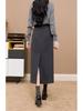 Fulan 2025 Winter Knit Slit Midi Skirt D404QZ101Q00D
