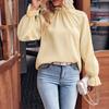 Women's Casual Fashion Leaf Collar Long Sleeve Loose Temperament Top