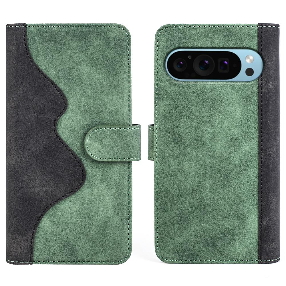 For Google Pixel 9/Pixel 9 Pro Case PU Leather Wallet Color Splicing Drop-Proof Cell Phone Cover