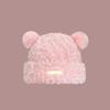 Wool hat autumn and winter women's versatile knitted bag head shows a small face and keeps warm, white plush plush cold hat big head circumference