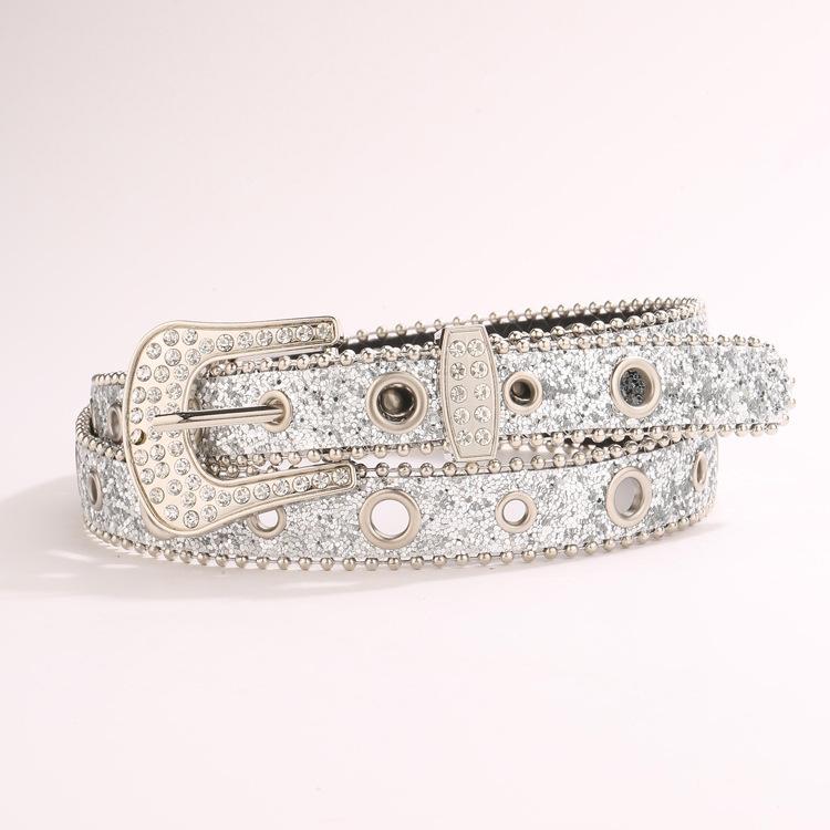 Edge Bead Wide Belt Women'S Style Belt Sequined Personalized Belt Women'S High-End Belt Women'S