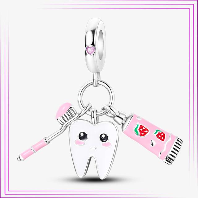 925 Sterling Sølv Hjerte Blomst Luftballong Flamingo Rosa Sjarm Plata De Ley Bil Katt Perle DIY For Originalt Armbånd Smykker