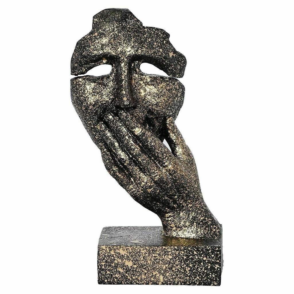Handmade Modern Thinking Human Face Sculptures Colour Golden For Decor 9 Inch IQN2267