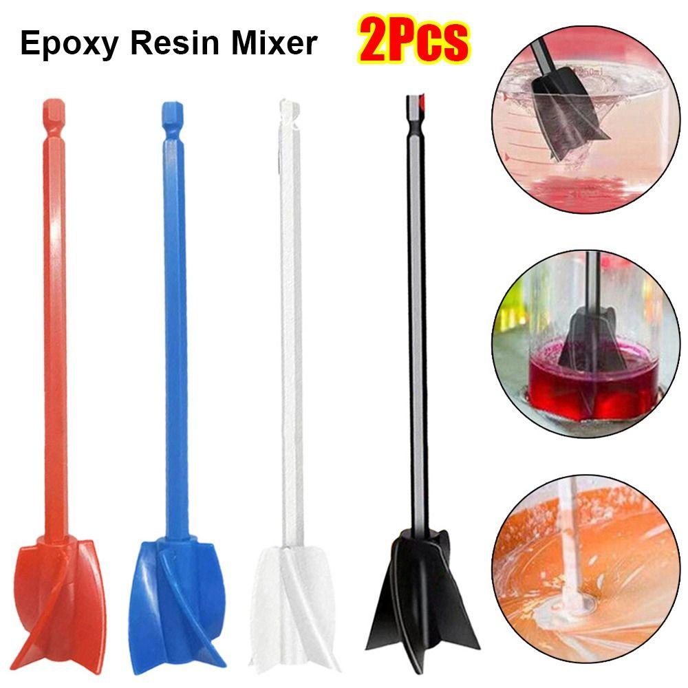 2Pcs With Drill Chuck Paint Pigment Mixer Mixing Stirring Paddle Rod  Electric Drill Attachment
