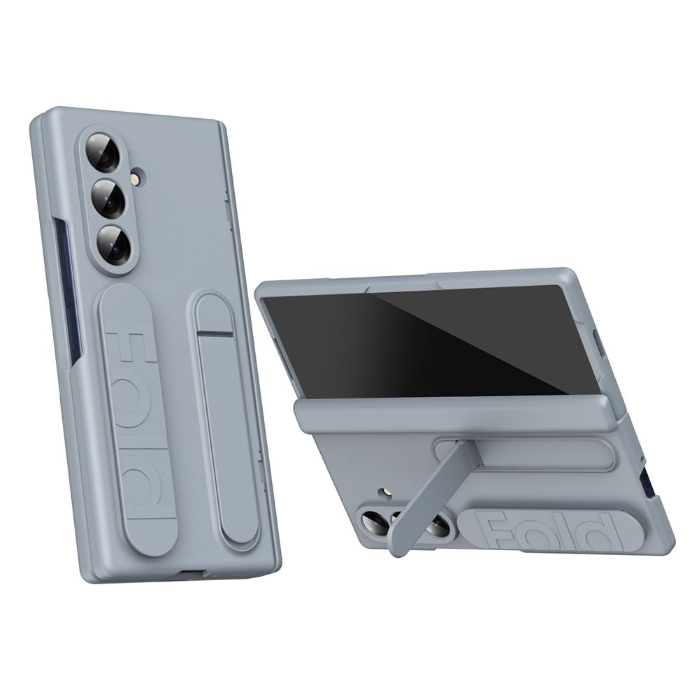 For Samsung Galaxy Z Fold7 5G Case with Tempered Glass Film Silicone Wristband Kickstand PC Phone Cover